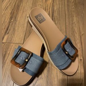 NWT DV Dolce Vita Denim buckle slide sandals